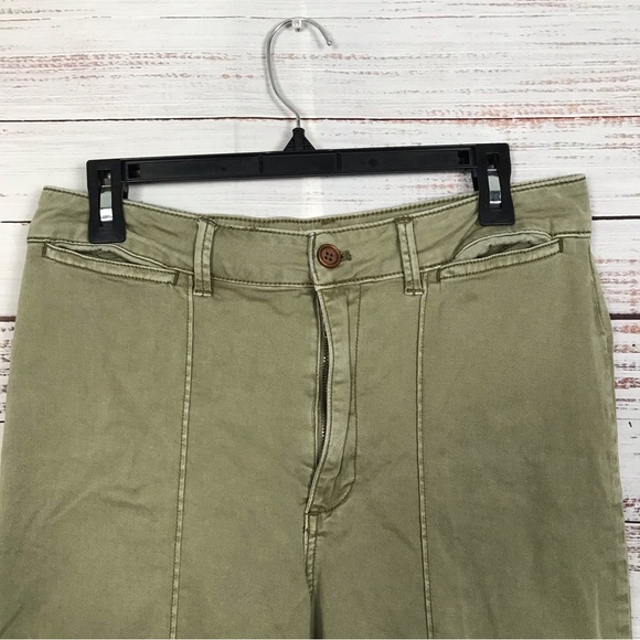 by Anthropologie Chico pants  olive green wide leg cropped size 10 casual pants - Picture 8 of 9